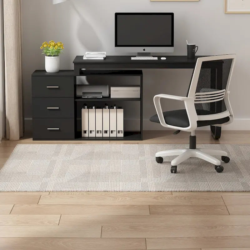 Timechee 55-inch L Shaped Office Computer Desk w/ Drawers