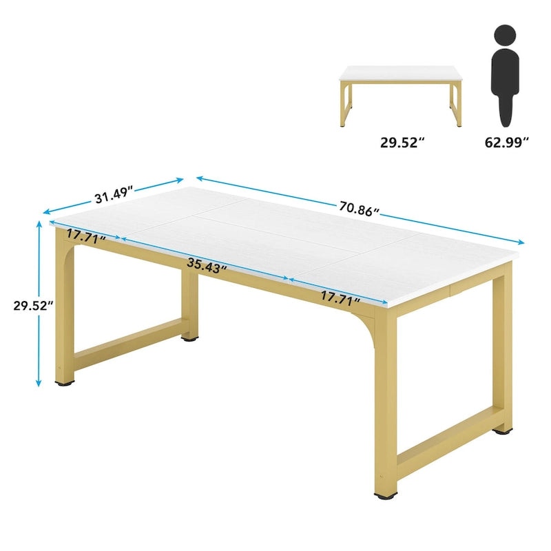 70.86  Conference Table, Meeting Table with Stable Metal Frame - 70.86L x 31W x 29H