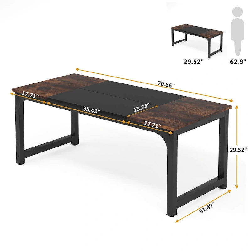 70.86  Conference Table, Meeting Table with Stable Metal Frame - 70.86L x 31W x 29H