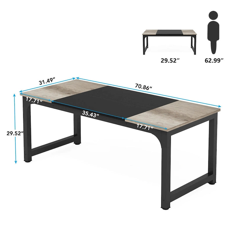 70.86  Conference Table, Meeting Table with Stable Metal Frame - 70.86L x 31W x 29H