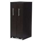 Baxton Studio Lindo Dark Brown Wood Bookcase with Two Pulled-out Doors Shelving Cabinet