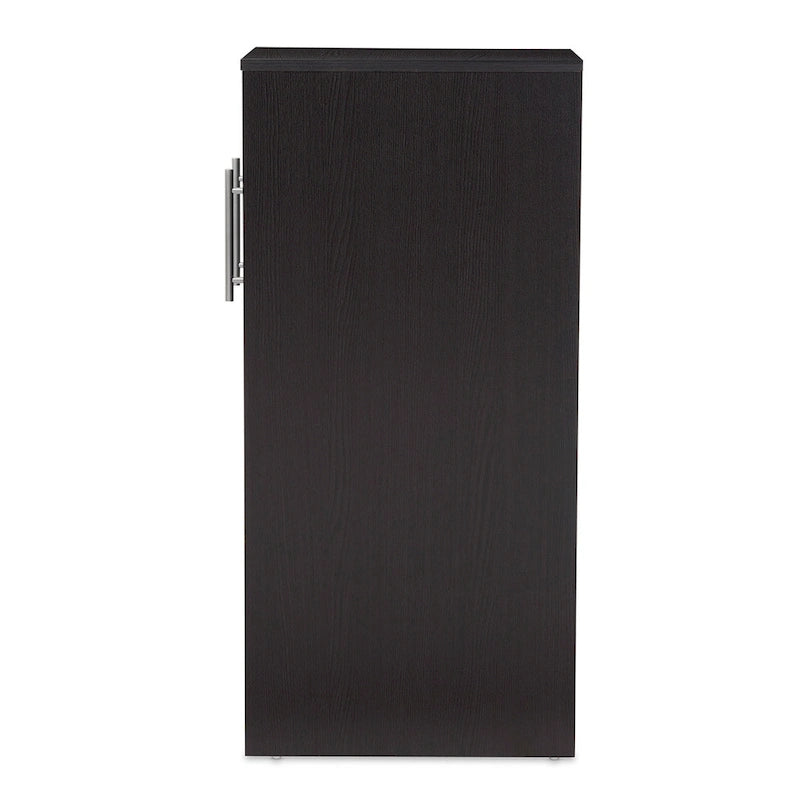 Baxton Studio Lindo Dark Brown Wood Bookcase with Two Pulled-out Doors Shelving Cabinet