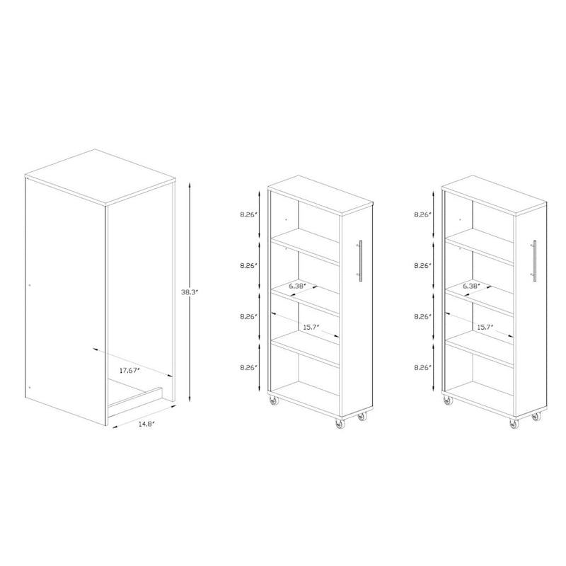 Baxton Studio Lindo Dark Brown Wood Bookcase with Two Pulled-out Doors Shelving Cabinet