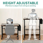 Portable Computer Desk Height Adjustable Laptop Table with Wheels Charging Station