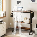 Portable Computer Desk Height Adjustable Laptop Table with Wheels Charging Station