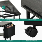 Portable Computer Desk Height Adjustable Laptop Table with Wheels Charging Station