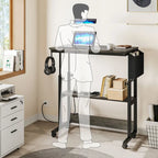 Portable Computer Desk Height Adjustable Laptop Table with Wheels Charging Station