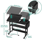 Portable Computer Desk Height Adjustable Laptop Table with Wheels Charging Station