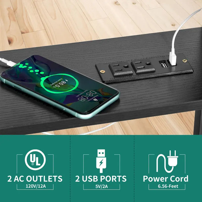 Portable Computer Desk Height Adjustable Laptop Table with Wheels Charging Station