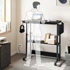 Portable Computer Desk Height Adjustable Laptop Table with Wheels Charging Station