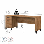 Bush Furniture Somerset 72W Office Desk with Storage Drawers