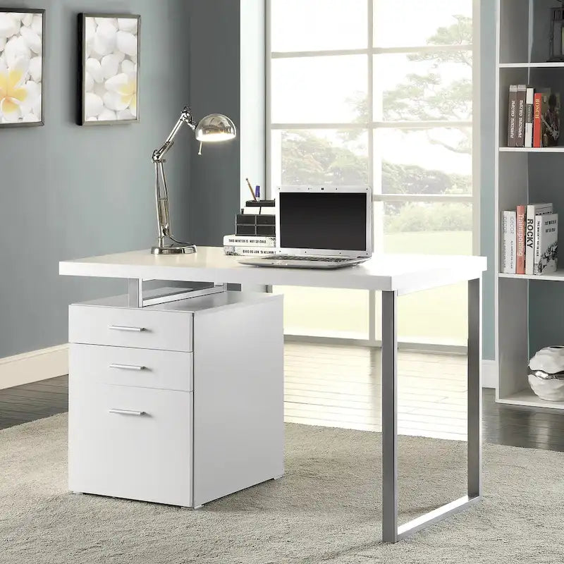 Modern Design Home Office Computer Writing Desk with Drawers and File Cabinet
