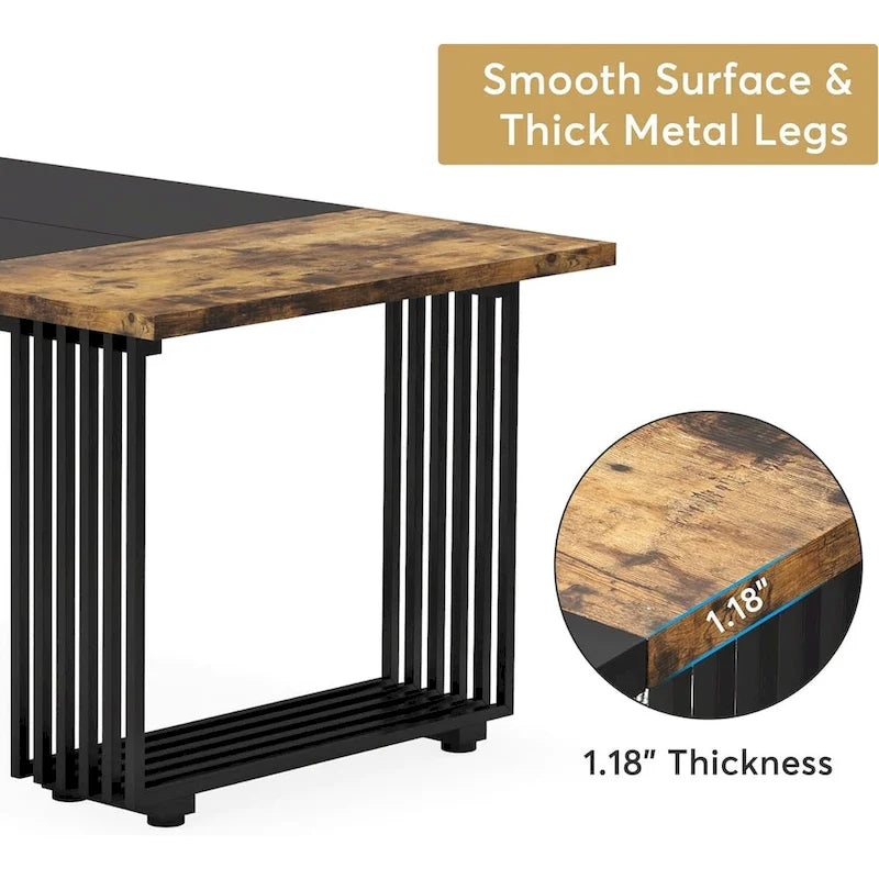 70.9  Modern Office Desk, White Executive Desk with Gold Metal Frame