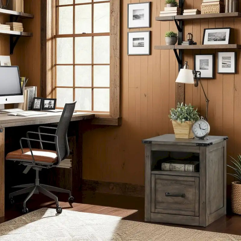 Bridgevine Home Storehouse One Drawer File, Smoked Grey Finish