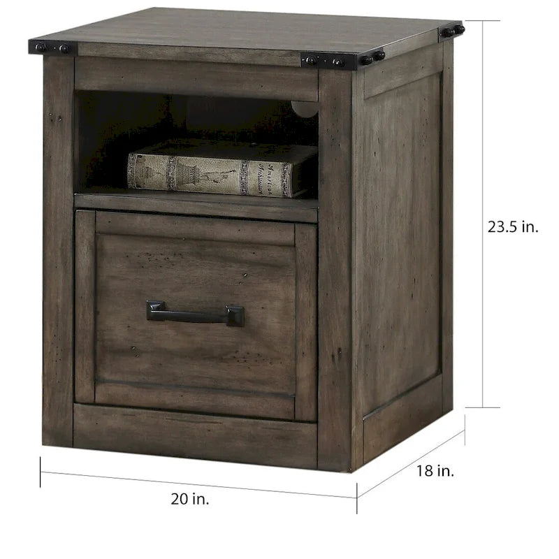 Bridgevine Home Storehouse One Drawer File, Smoked Grey Finish