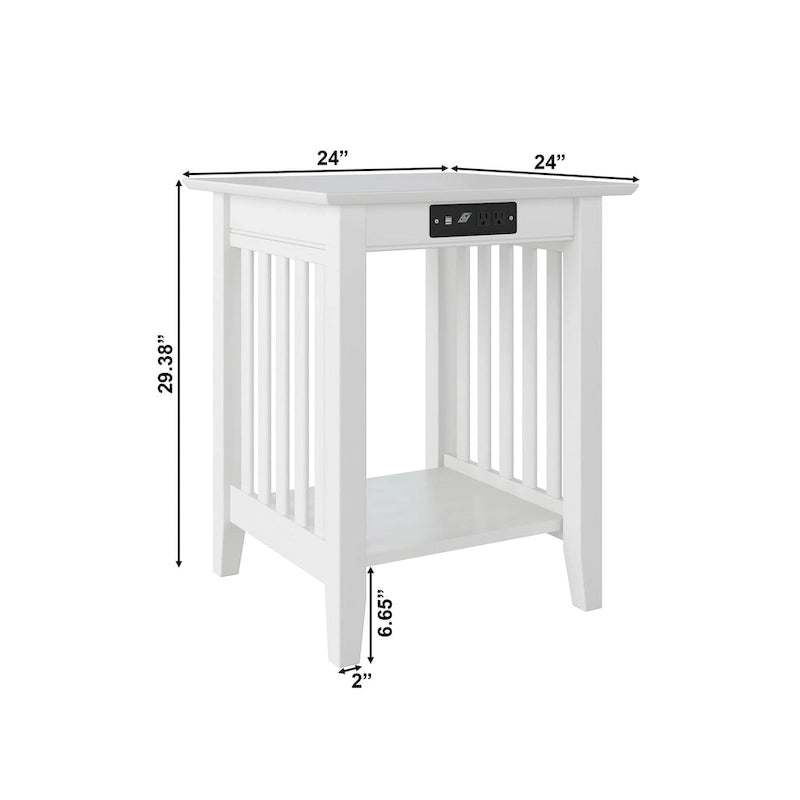 AFI Mission Printer Stand with Built-in Charger in White