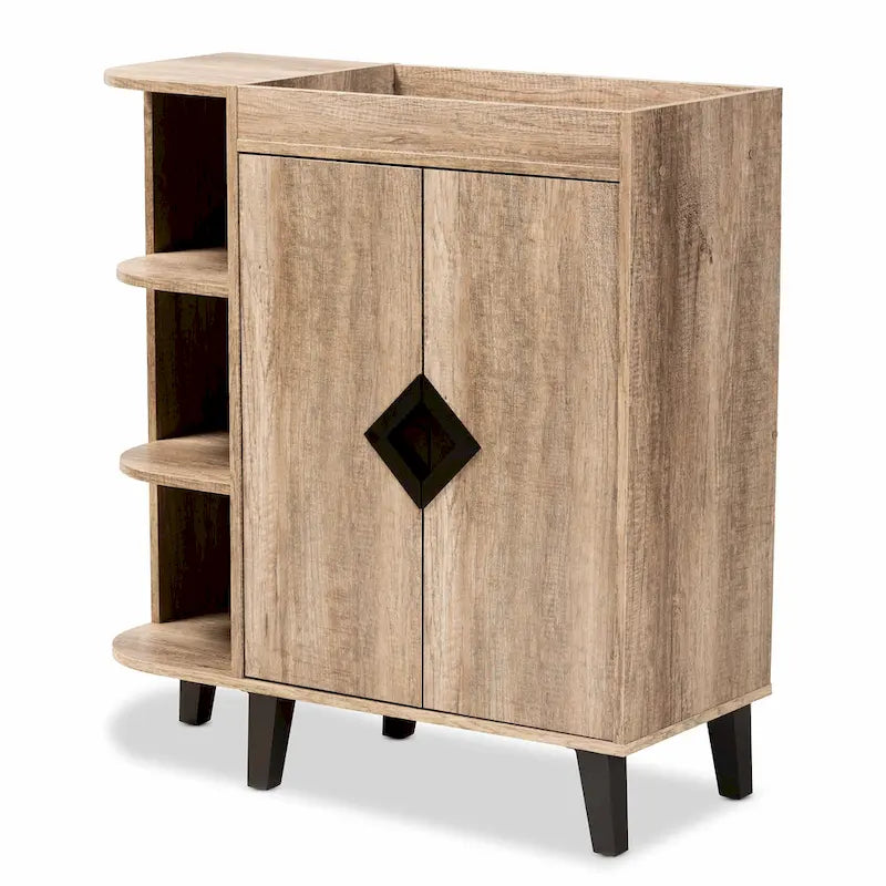 Wales Modern and Contemporary Rustic 2-Door Shoe Storage Cabinet