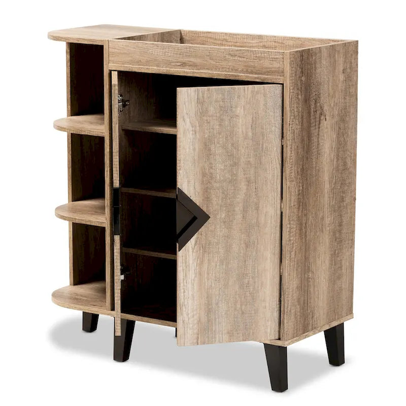 Wales Modern and Contemporary Rustic 2-Door Shoe Storage Cabinet