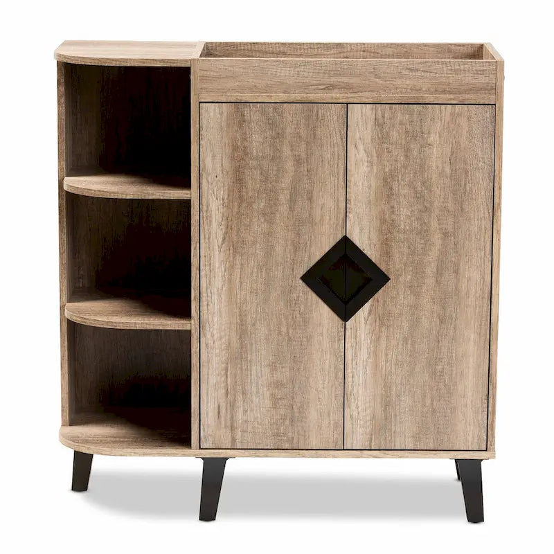 Wales Modern and Contemporary Rustic 2-Door Shoe Storage Cabinet