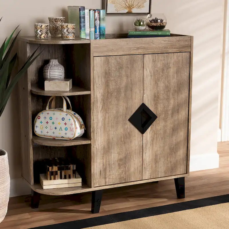 Wales Modern and Contemporary Rustic 2-Door Shoe Storage Cabinet