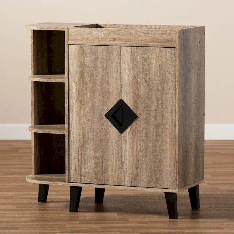 Wales Modern and Contemporary Rustic 2-Door Shoe Storage Cabinet