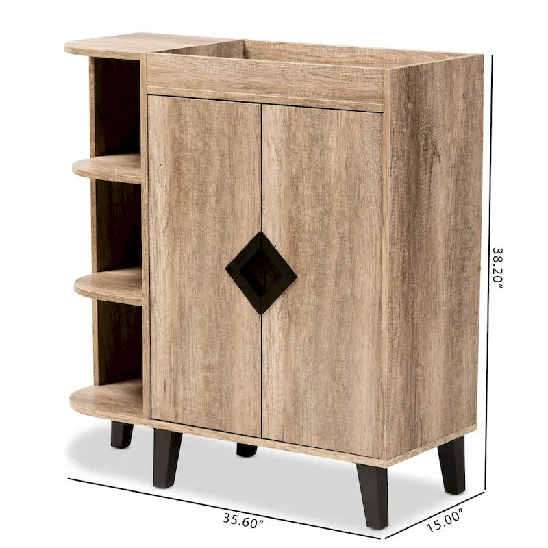 Wales Modern and Contemporary Rustic 2-Door Shoe Storage Cabinet