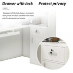 Timechee 55.9 W 48.4 H L-Shape Wood Reception Desk Drawer With Lock