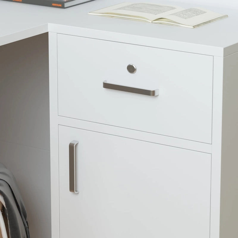 Timechee 55.9 W 48.4 H L-Shape Wood Reception Desk Drawer With Lock