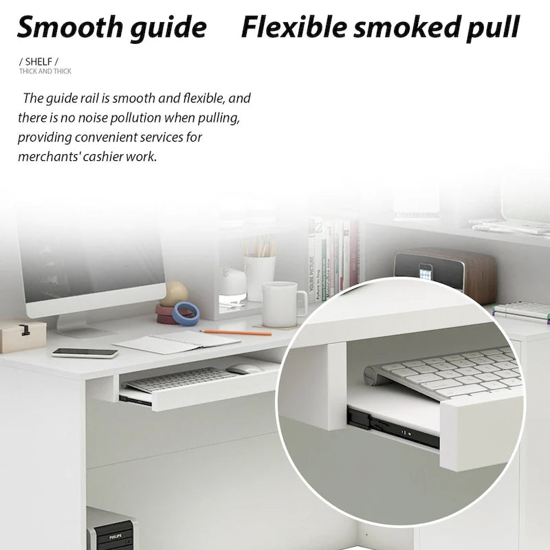 Timechee 55.9 W 48.4 H L-Shape Wood Reception Desk Drawer With Lock