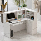 Timechee 55.9 W 48.4 H L-Shape Wood Reception Desk Drawer With Lock