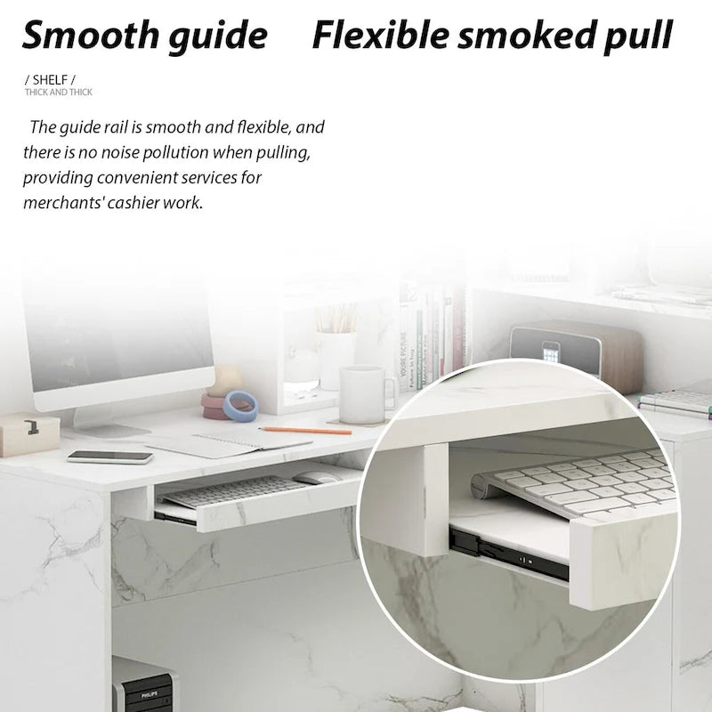 Timechee 55.9 W 48.4 H L-Shape Wood Reception Desk Drawer With Lock