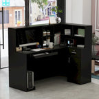 Timechee 55.9 W 48.4 H L-Shape Wood Reception Desk Drawer With Lock