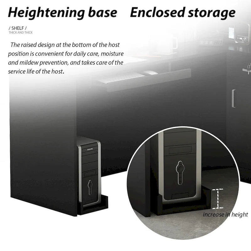 Timechee 55.9 W 48.4 H L-Shape Wood Reception Desk Drawer With Lock