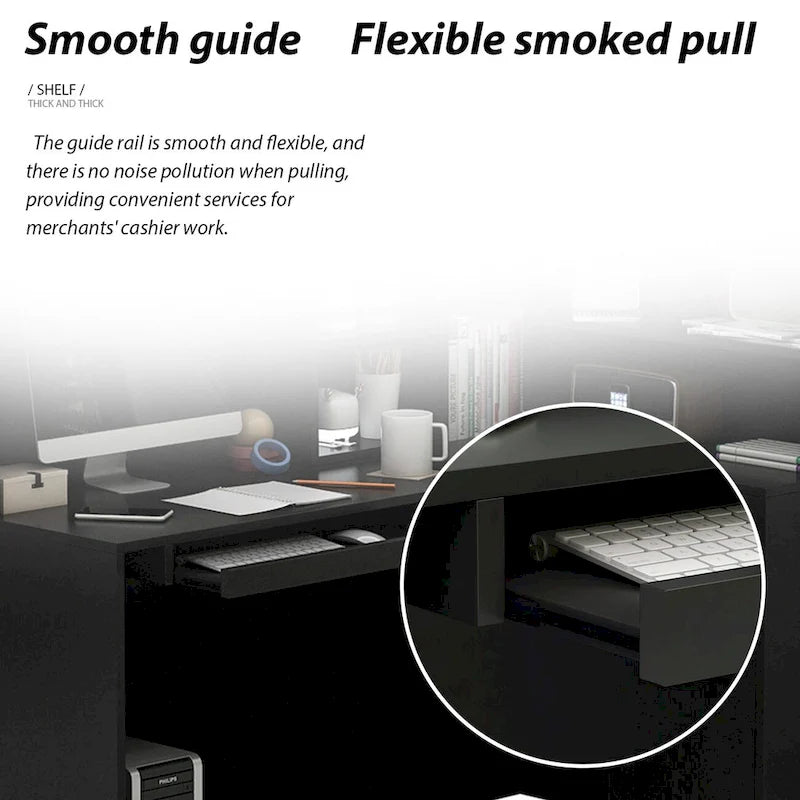 Timechee 55.9 W 48.4 H L-Shape Wood Reception Desk Drawer With Lock