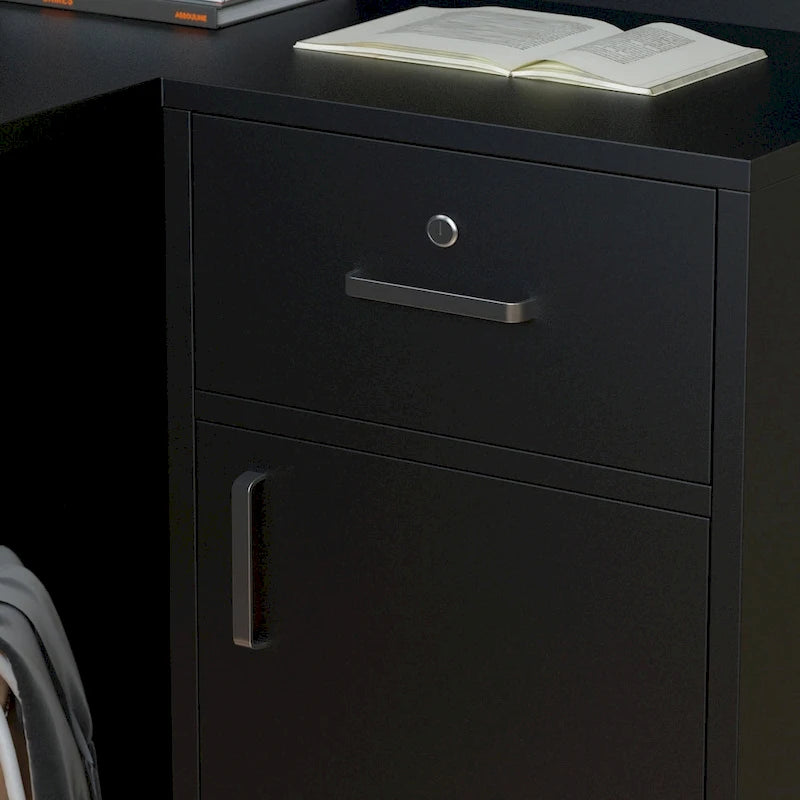 Timechee 55.9 W 48.4 H L-Shape Wood Reception Desk Drawer With Lock