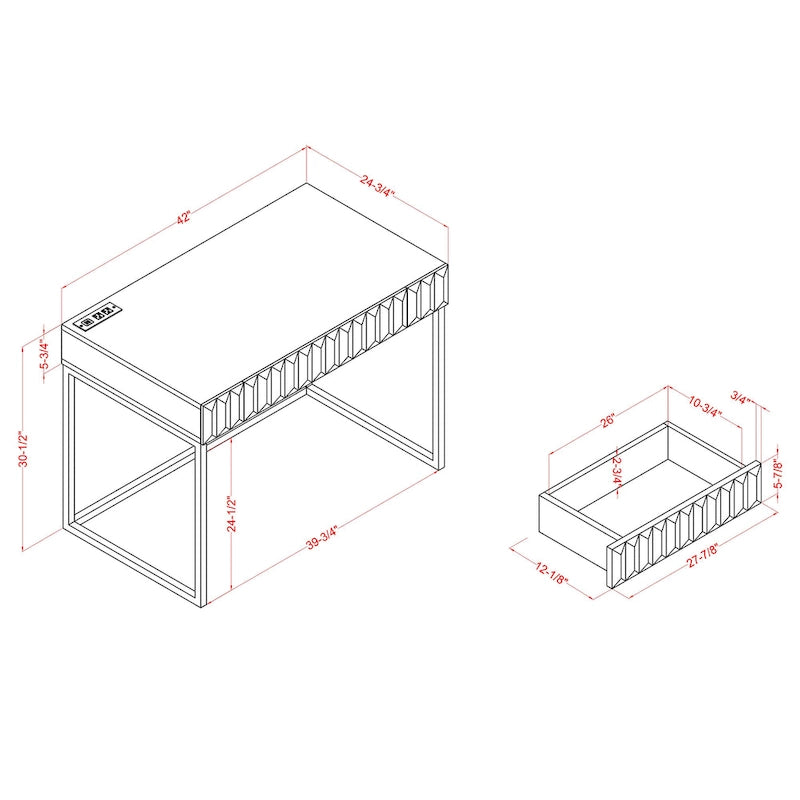 Bird Modern 42-inch Metal Computer Desk with USBs by Furniture of America