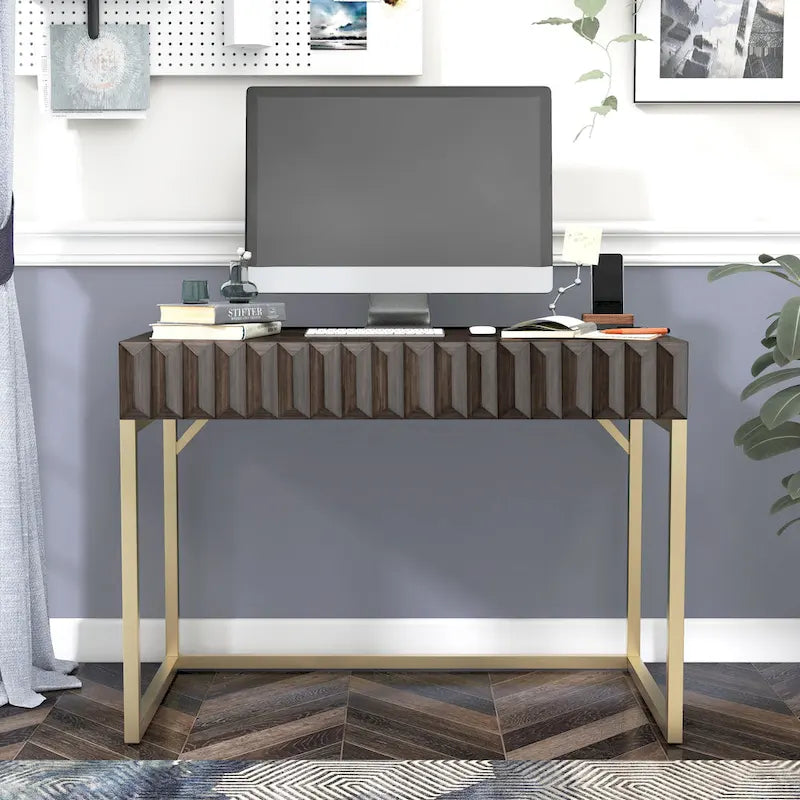 Bird Modern 42-inch Metal Computer Desk with USBs by Furniture of America