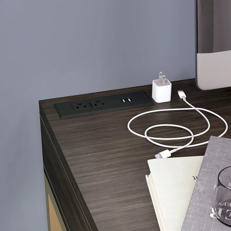 Bird Modern 42-inch Metal Computer Desk with USBs by Furniture of America