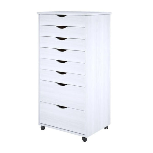 Adeptus Original Roll Cart, Solid Wood, 6 Plus 2 Drawer Extra Wide Roll Cart, White