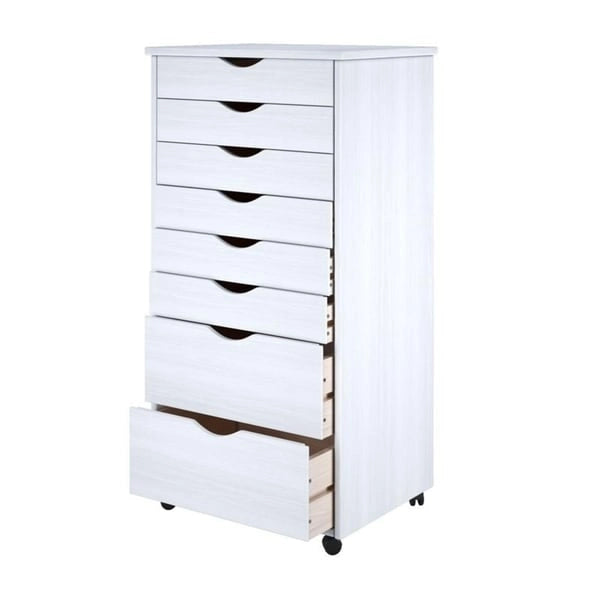 Adeptus Original Roll Cart, Solid Wood, 6 Plus 2 Drawer Extra Wide Roll Cart, White
