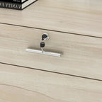 Timechee Reception Desk Counter with Lockable Storage Wood Texture