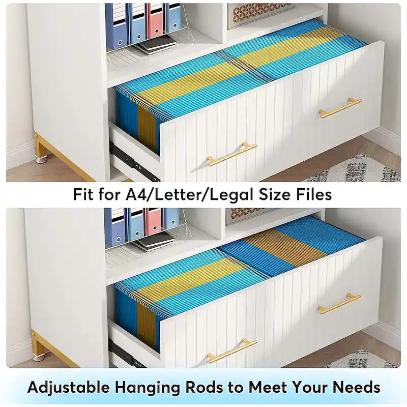 File Cabinet with Drawer, Adjustable Rod for Letter/Letter/A4 Size