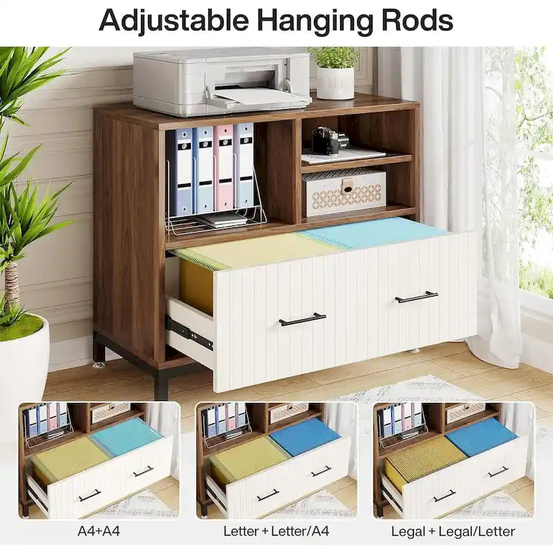 File Cabinet with Drawer, Adjustable Rod for Letter/Letter/A4 Size