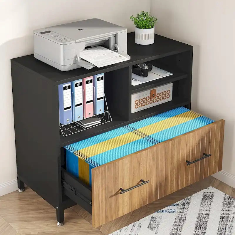 File Cabinet with Drawer, Adjustable Rod for Letter/Letter/A4 Size