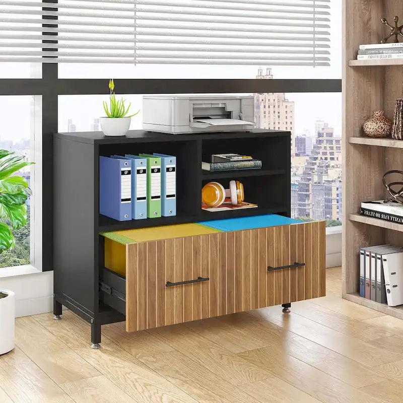 File Cabinet with Drawer, Adjustable Rod for Letter/Letter/A4 Size