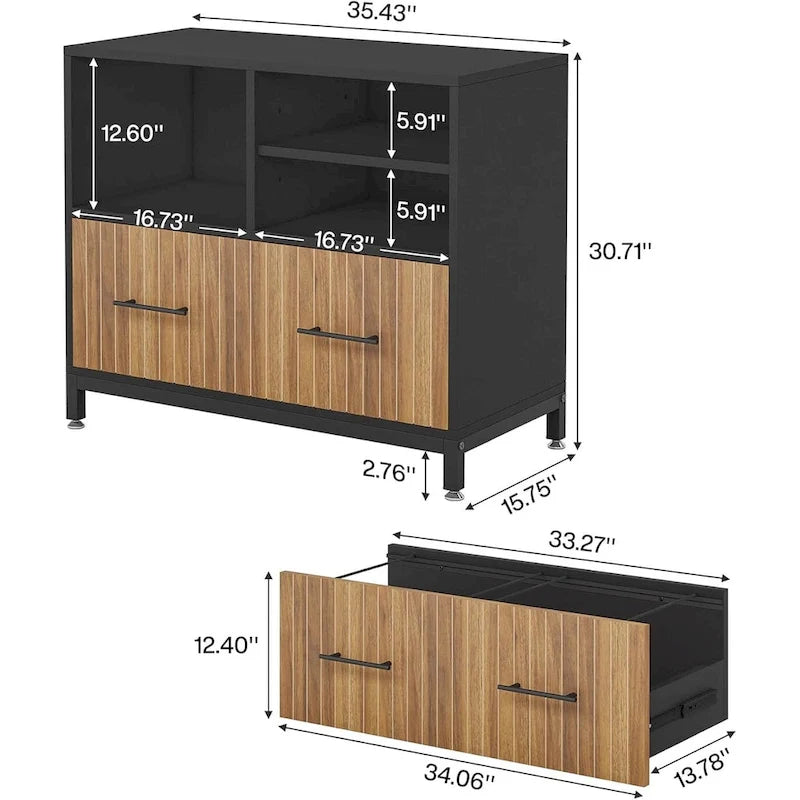 File Cabinet with Drawer, Adjustable Rod for Letter/Letter/A4 Size