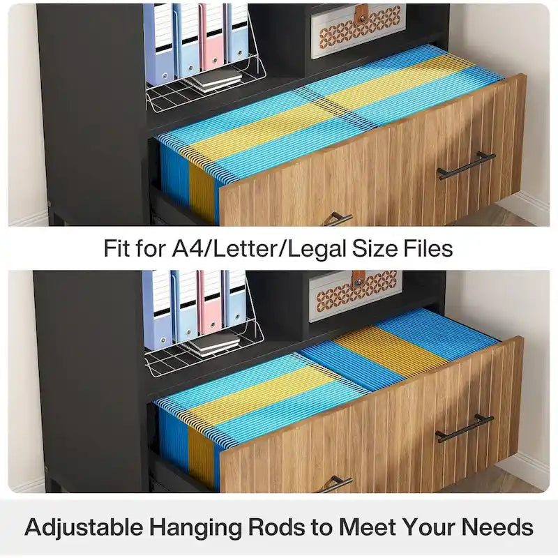 File Cabinet with Drawer, Adjustable Rod for Letter/Letter/A4 Size