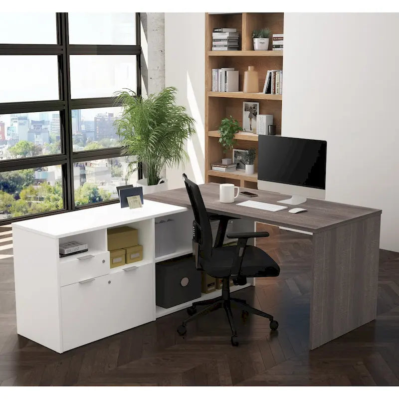 Bestar i3 Plus L-shaped 2-drawer Desk