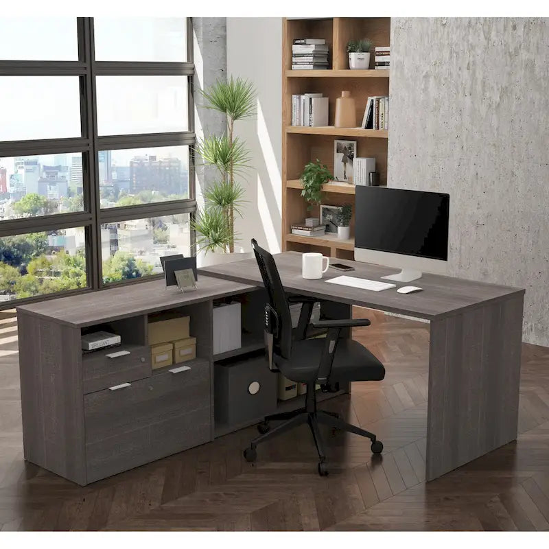 Bestar i3 Plus L-shaped 2-drawer Desk