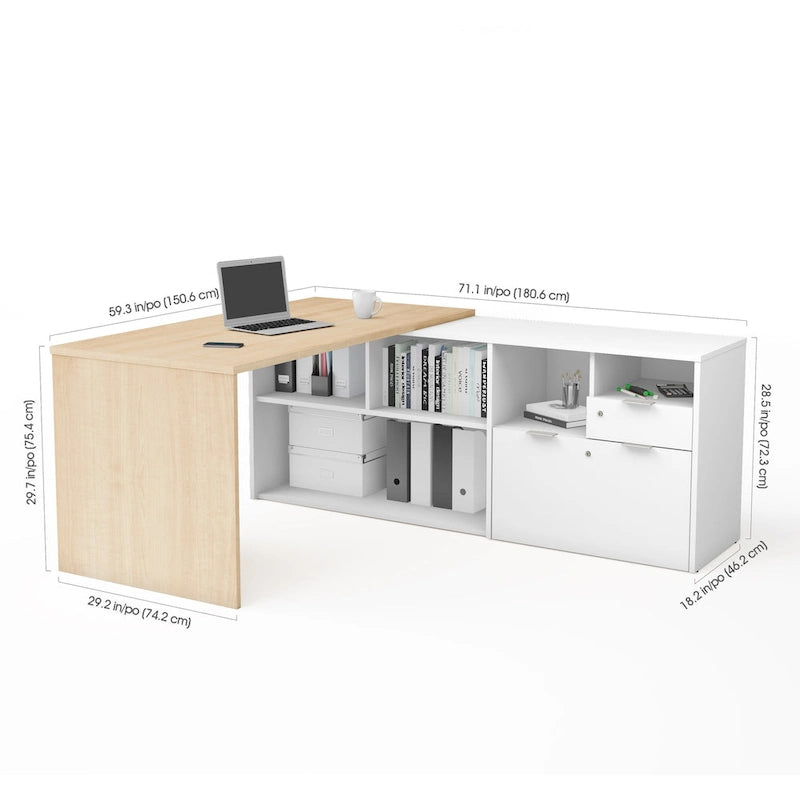 Bestar i3 Plus L-shaped 2-drawer Desk